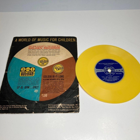 Vintage "The Twelve Days Of Christmas" 78 RPM Yellow Golden Records - Picture 4 of 4
